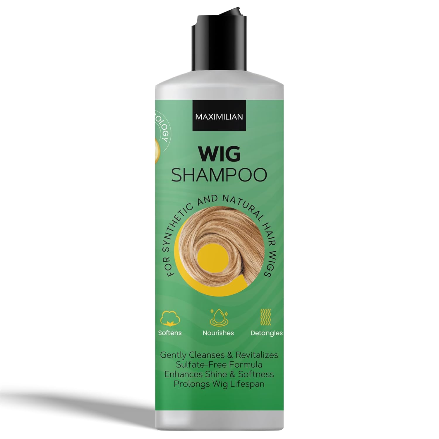 ARLENA Wig Shampoo for Synthetic & Natural Wigs – Gentle, Sulfate-Free Cleanser for Wig Care & Detangling – Frizz Control & Shine Boost – 16 fl oz