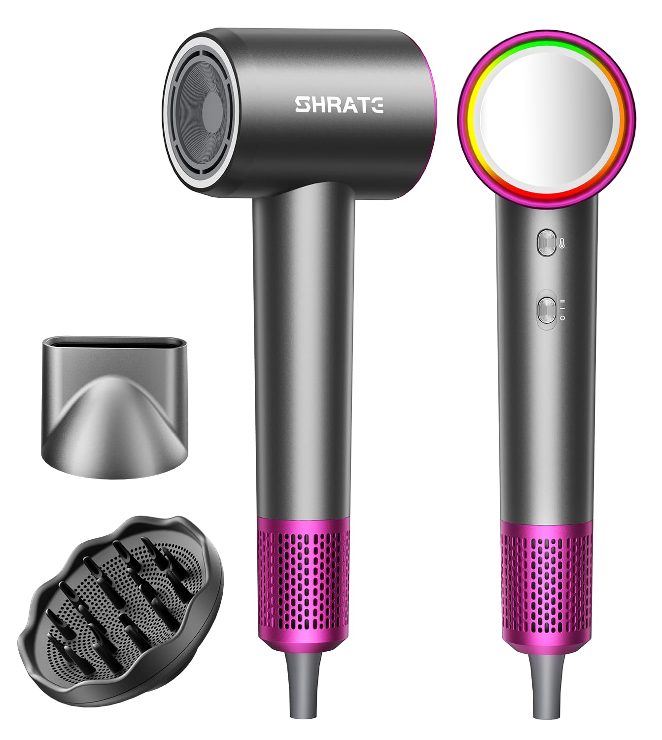 SHRATE Professional High Speed Ionic Hair Dryer | Ultra-Fast Drying | 500 Million Negative Ions | Low Noise | 160000 RPM | Compact Blow Dryer with Magnetic Diffuser for Faster Drying All Hair Types