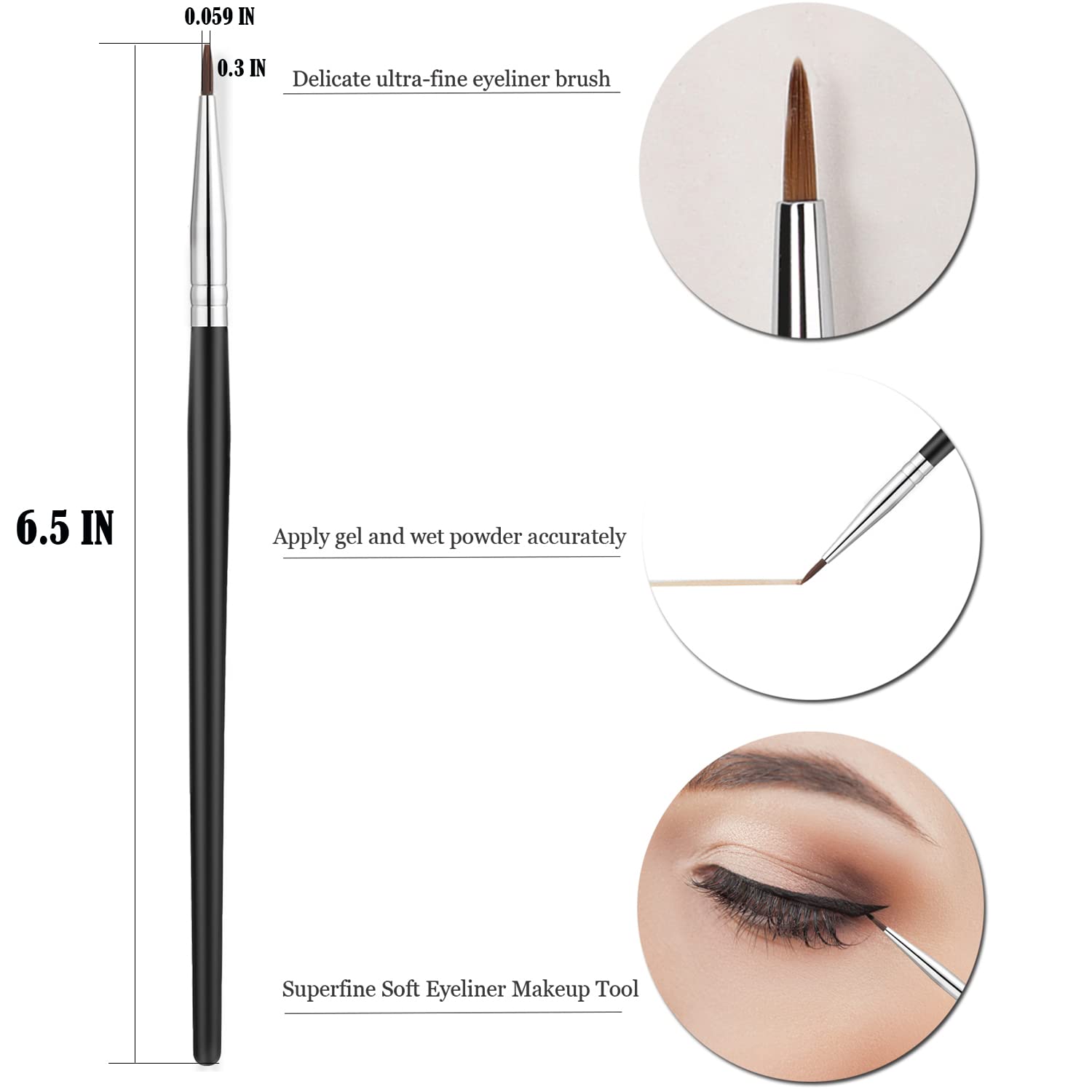 Fine Angled Eyeliner Brush, JASSINS Ultra thin Precision EyeLiner Makeup Brushes Set, Fine Point Eyeliner Brush, Synthetic Bristles Eye Makeup Tool (3 Pcs) - Image 3