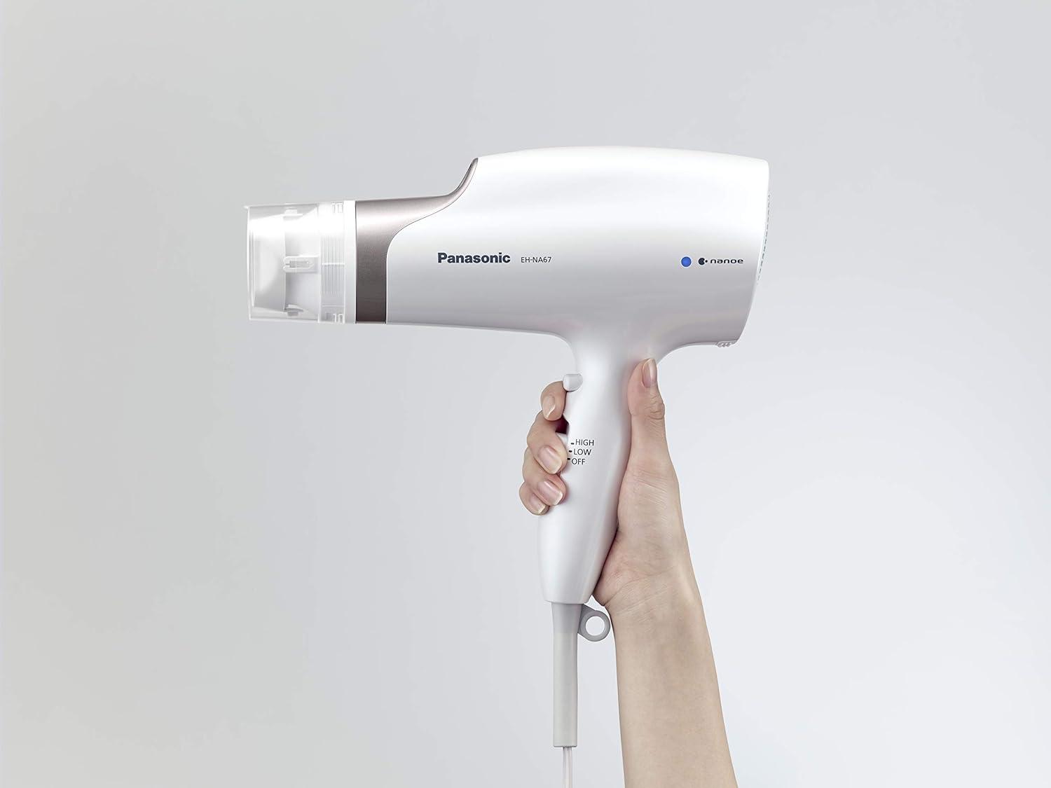 Panasonic Nanoe Salon Hair Dryer with Oscillating QuickDry Nozzle, Diffuser and Concentrator Attachments, 3 Speed Heat Settings for Easy Styling and Healthy Hair - EH-NA67-W (White) - Image 10