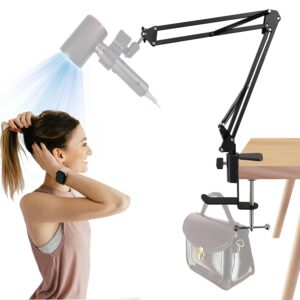 Blow Dryer Stand Hands Free 360 Rotate Hands Free Hair Dryer Holder,Adjustable Hair Dryer Stand Hands Free, Hands Free Blow Dryer Holder Stands Free Clip Suitable for 99%