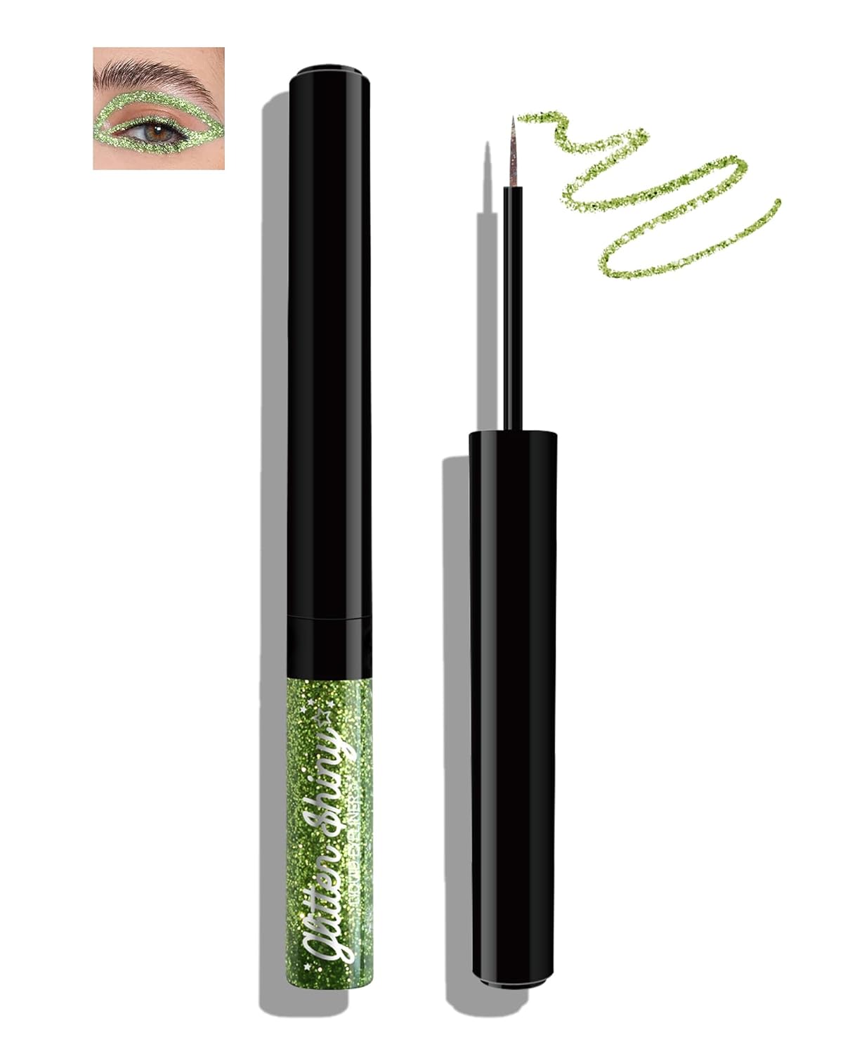 Chameleon Liquid Glitter Eyeliner, Metallic Shimmer Liquid Eyeshadow, High Pigmented Sea Green Colored Diamond Eye Liner, Long Lasting Waterproof Quickly Drying Sparkly Shiny Makeup Gift for Women-03