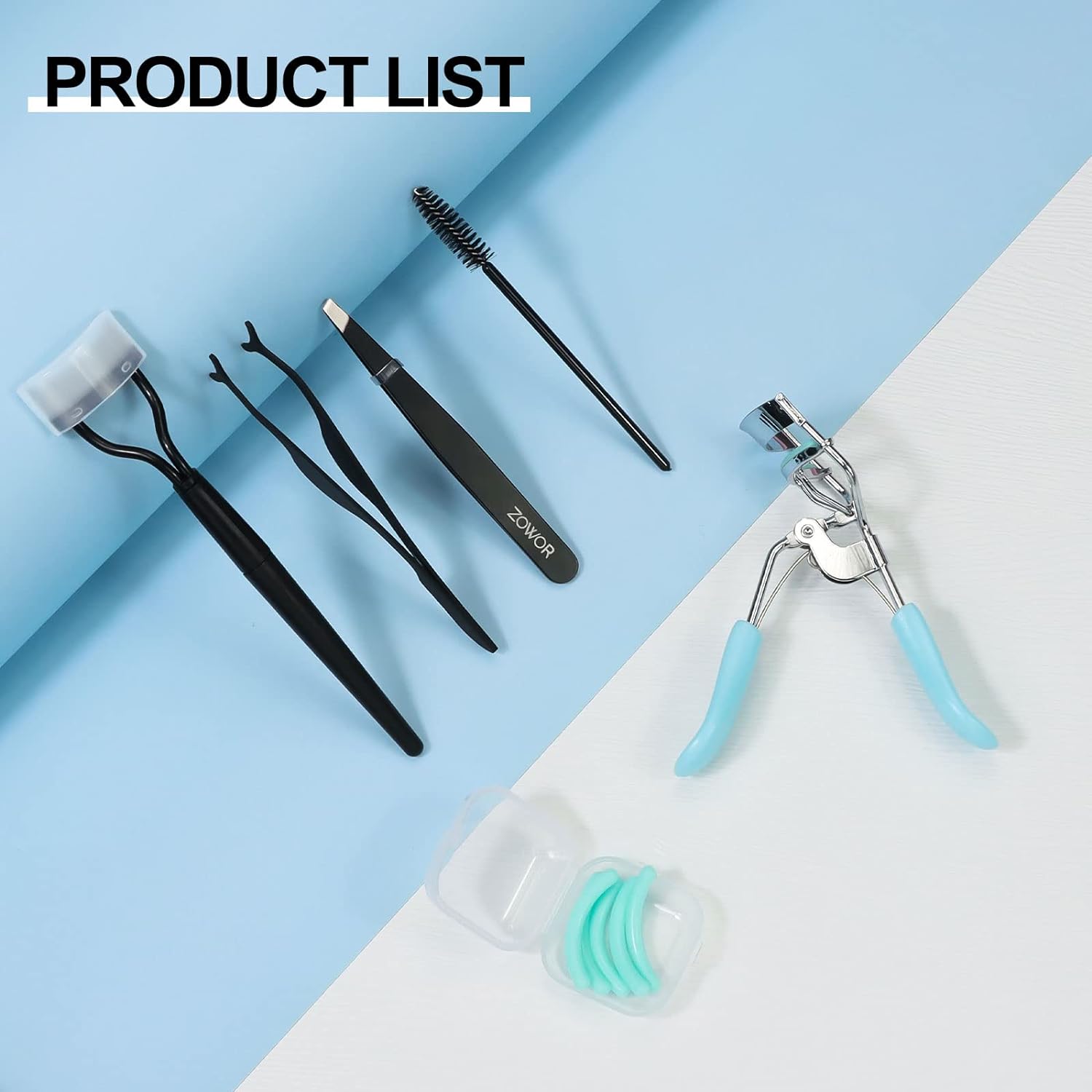 Blue Eyelash Curler with Comb and Brush for All Eye Shapes, Includes 5 Silicone Pads - Image 6