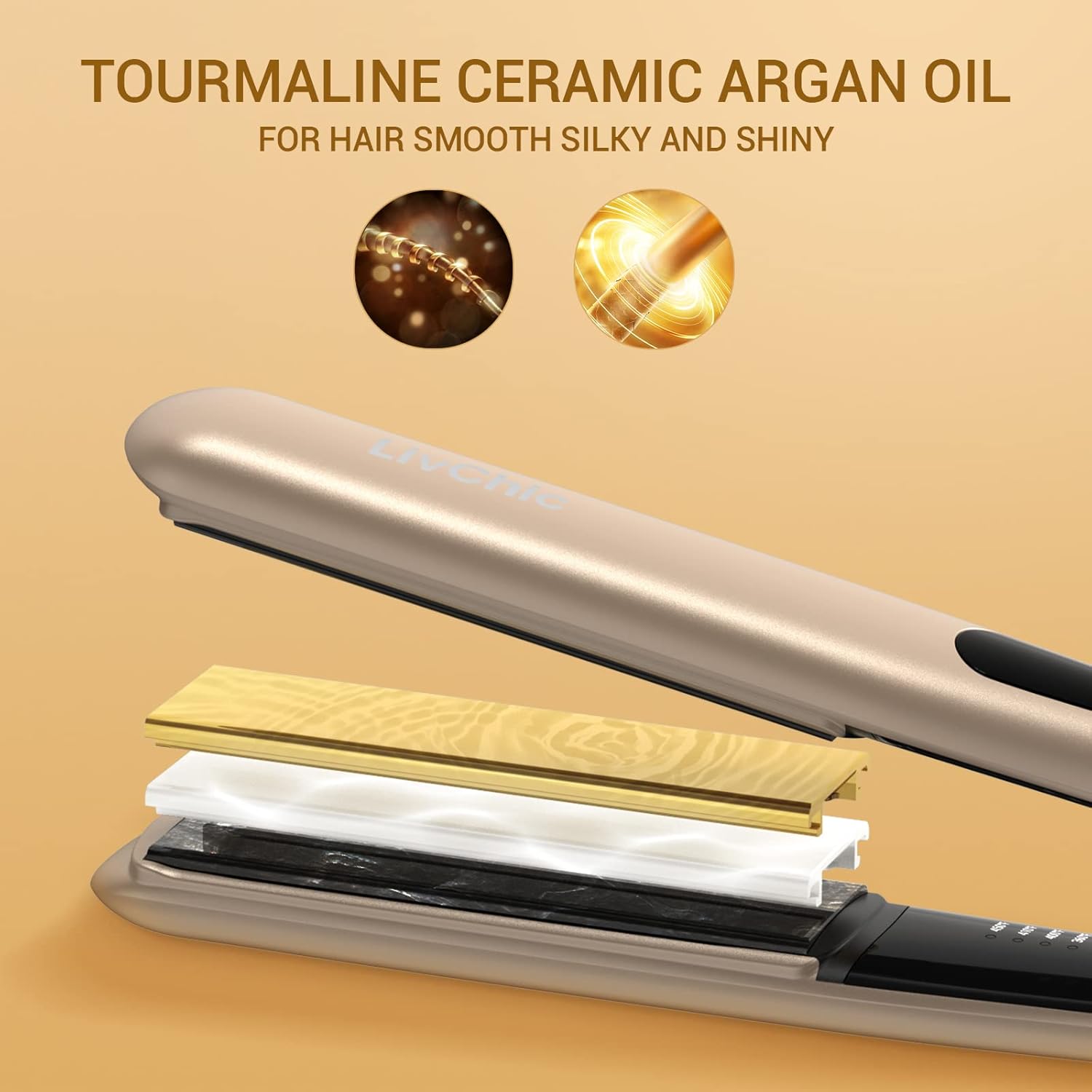 Professional Hair Straightener Ceramic Tourmaline Flat Iron Straightens and Curls 2 in 1 Adjustable Temp up to 450℉ Avoid Snagging - Image 3