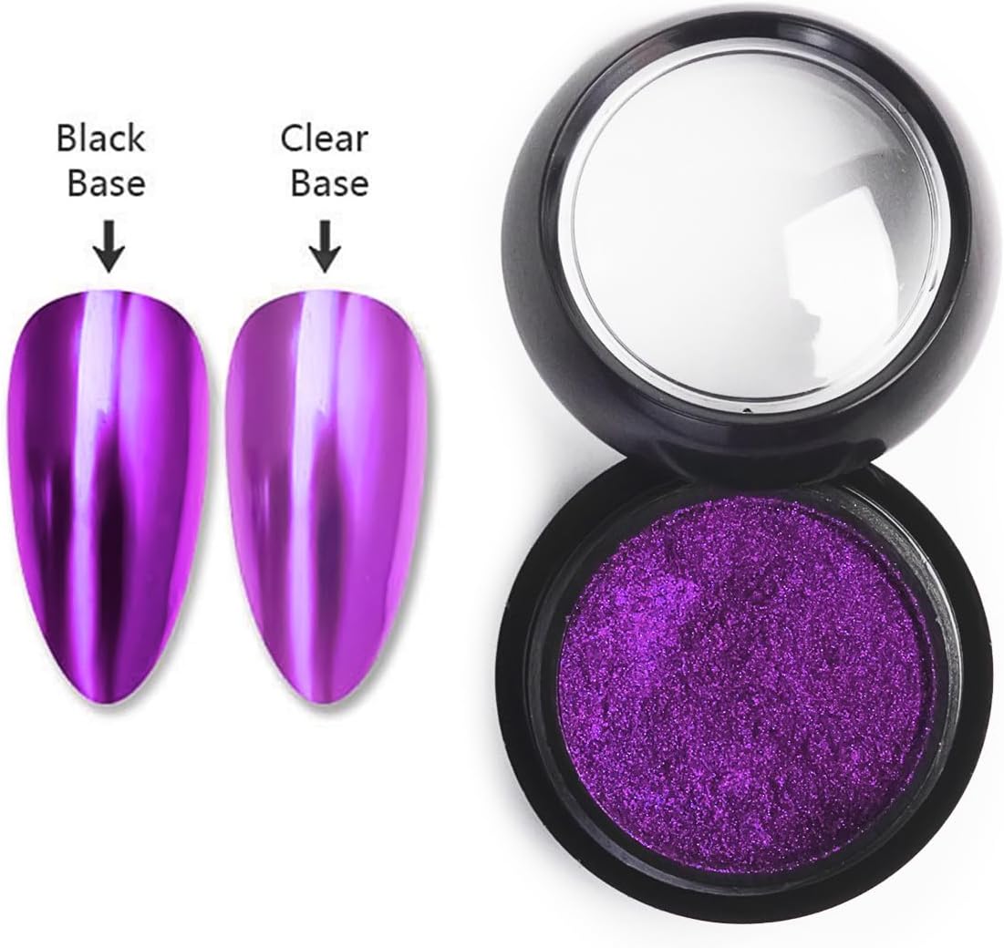Purple Chrome Nail Powder Mirror Effect Metallic Dust Holographic Glitter Glazed Manicure Decoration Reflective Pigment for DIY Gel Polish Nail Art, Resin Craft, Gifts - Image 4