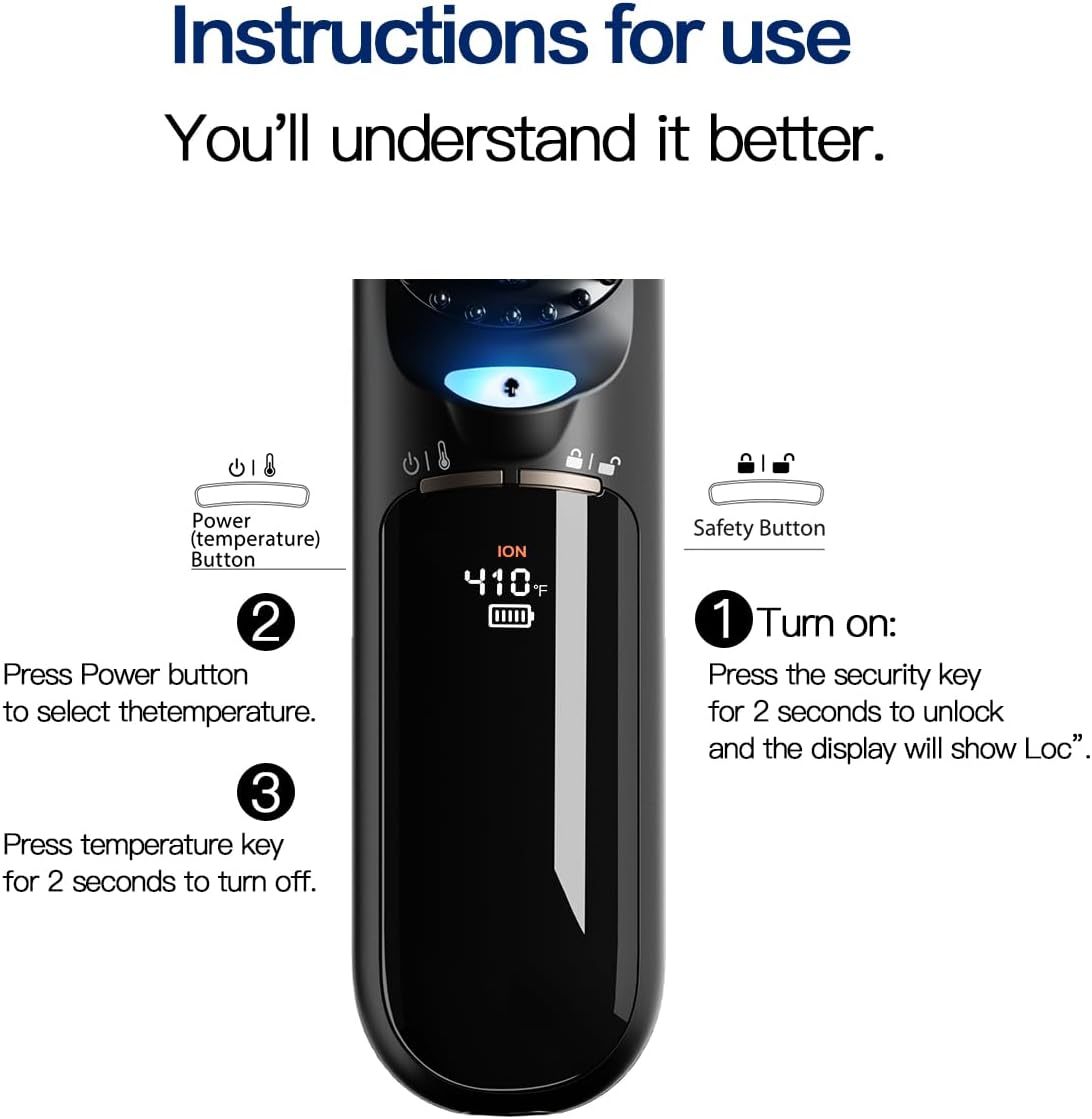 Travel-Friendly Portable Cordless Hair Straightener Brush with Safety Lock and 300 Million Ions - Image 5