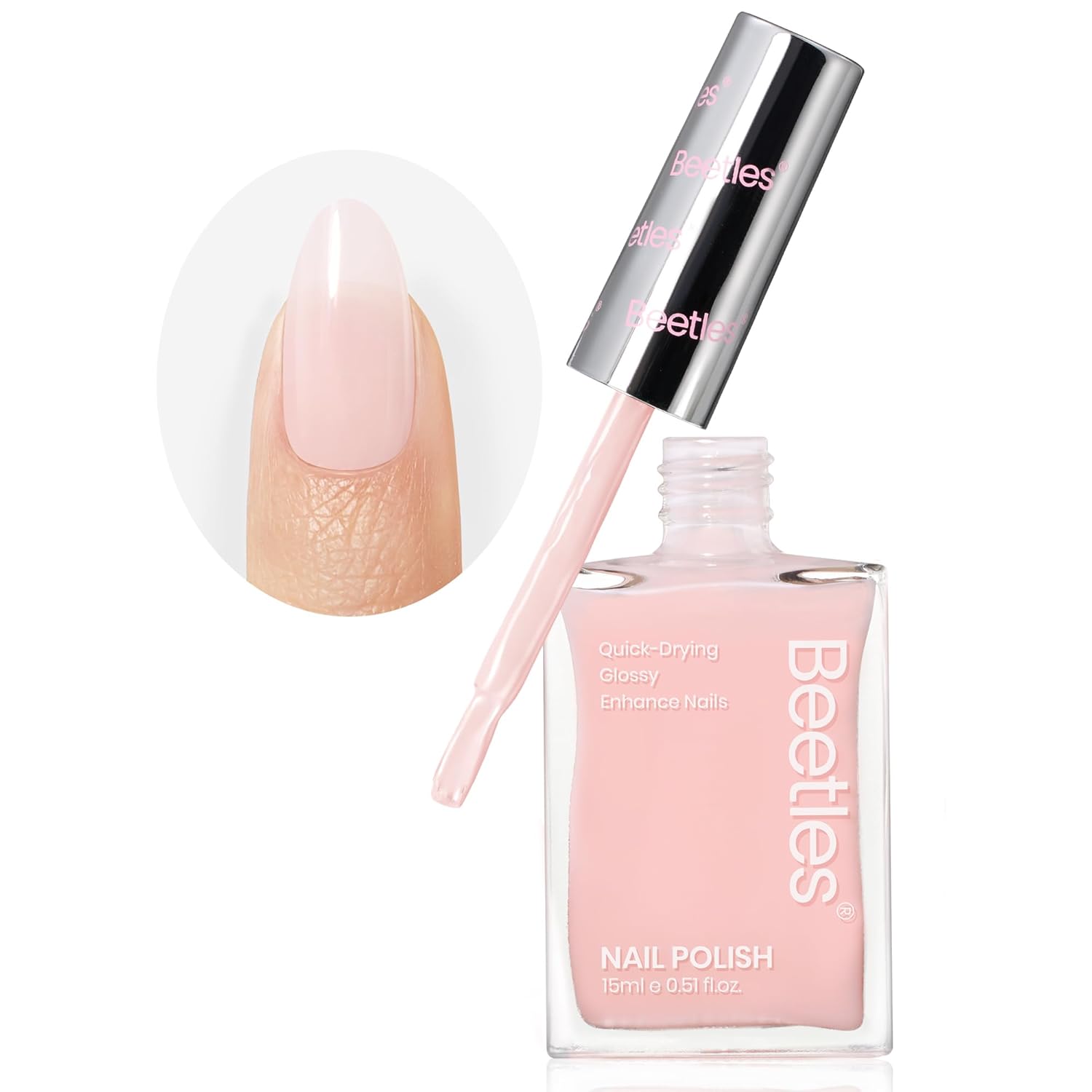Beetles Nail Polish - Light Pink Natural Nail Polish Natural Nail Concealer Fast Dry Quick Nail Strengthener and Growth Treatment for Thin and Damaged Nails,0.51 FL OZ - Image 8