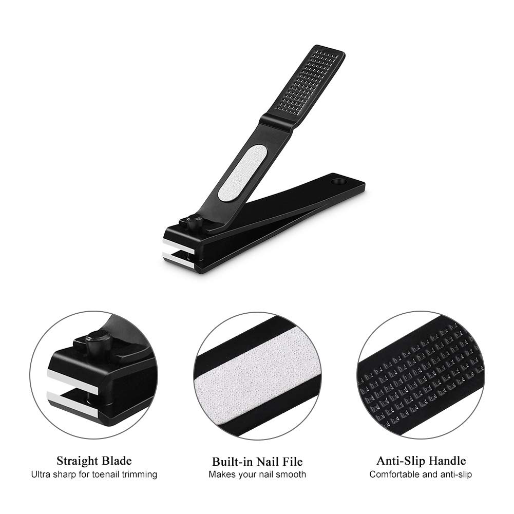 Nail Clippers Set, Ultra Sharp Sturdy Fingernail and Toenail Clipper Cutters with Visibly Tin Case, Black - Image 4
