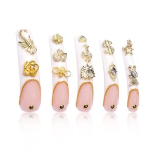 Press on Nails Chicago | Handmade with Full Covered Crystals | Reusable Fake Nails | Curve Long 2.2 in | H189-L