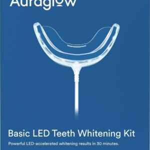 Auraglow Teeth Whitening Kit, Wired LED Accelerator Light, 35% Carbamide Peroxide Teeth Whitening Gel, 12 Whitening Treatments, Whitens up to 10 Shades in 7 Days