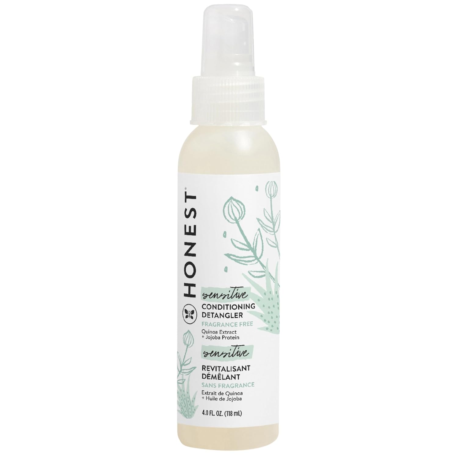 The Honest Company Fragrance Free Conditioning Hair Detangler | Leave-in Conditioner + Fortifying Spray | Tear-free + Hypoallergenic for Sensitive Skin | 4 fl oz