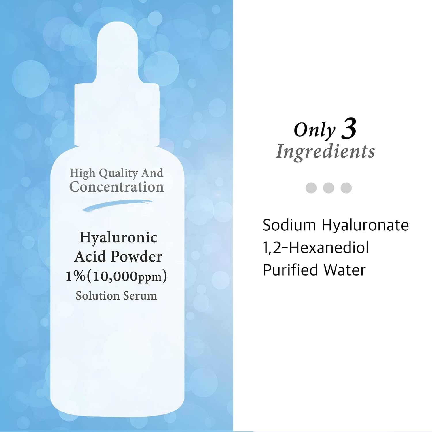 Pure Hyaluronic Acid 1% Serum 10,000ppm - Hydrating Face Serum for Fine Lines - Intense Moisture Facial Serum for Visibly Plumped Skin, 2 Fl Oz (60ml) - Image 5