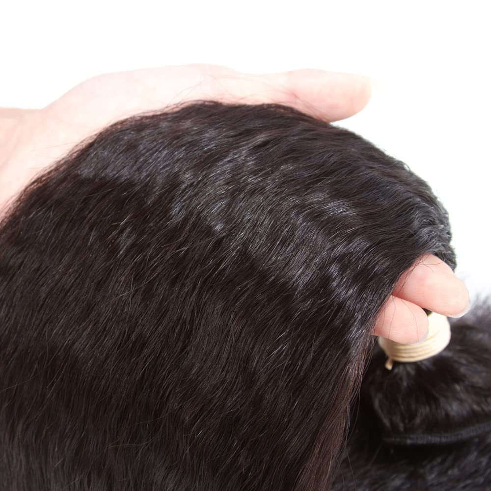 Kinky Straight Bundles, Kerriana 20 22 24 Inch Human Hair Bundles 100% Unprocessed Brazilian 3 bundles For Black Women Natural Black Color - Image 6