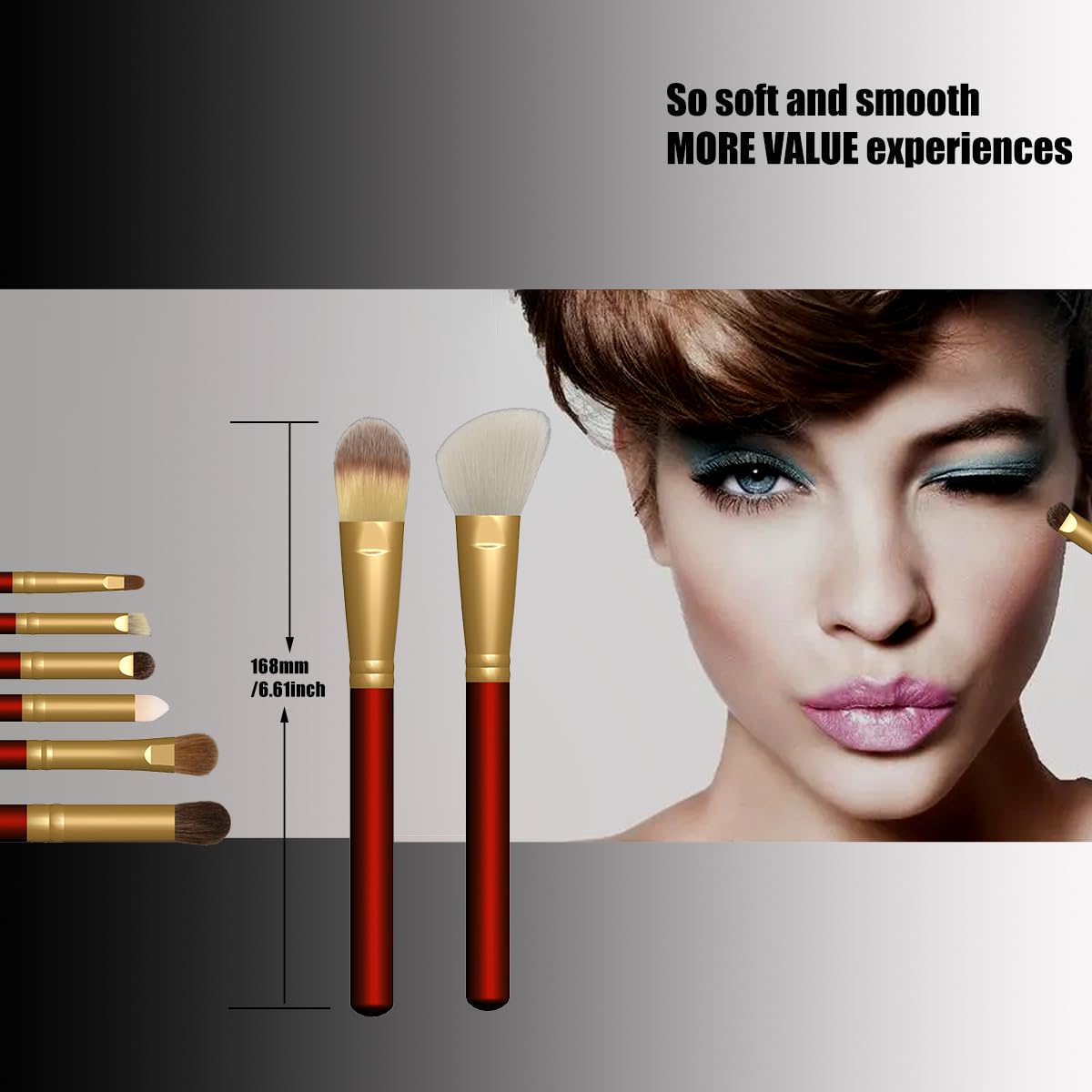 OYE A Set Of Goat Hair Makeup Brush Is More Than Just Goat Hair like Horse Hair makeup brushes and snythetic foundation brush with red handle and white goat hair as the best gift for birthday - Image 8