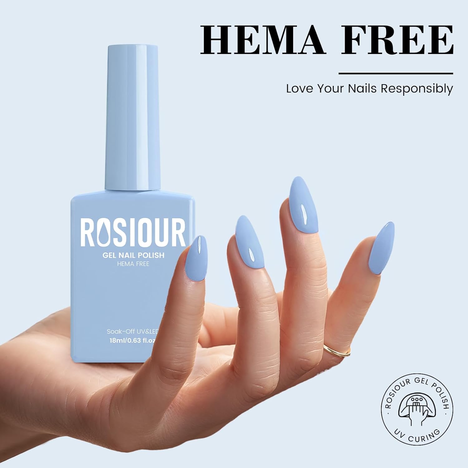 18ml Hema-Free Baby Blue Gel Nail Polish for Women, Long Wear Soak Off UV Gel - Image 2