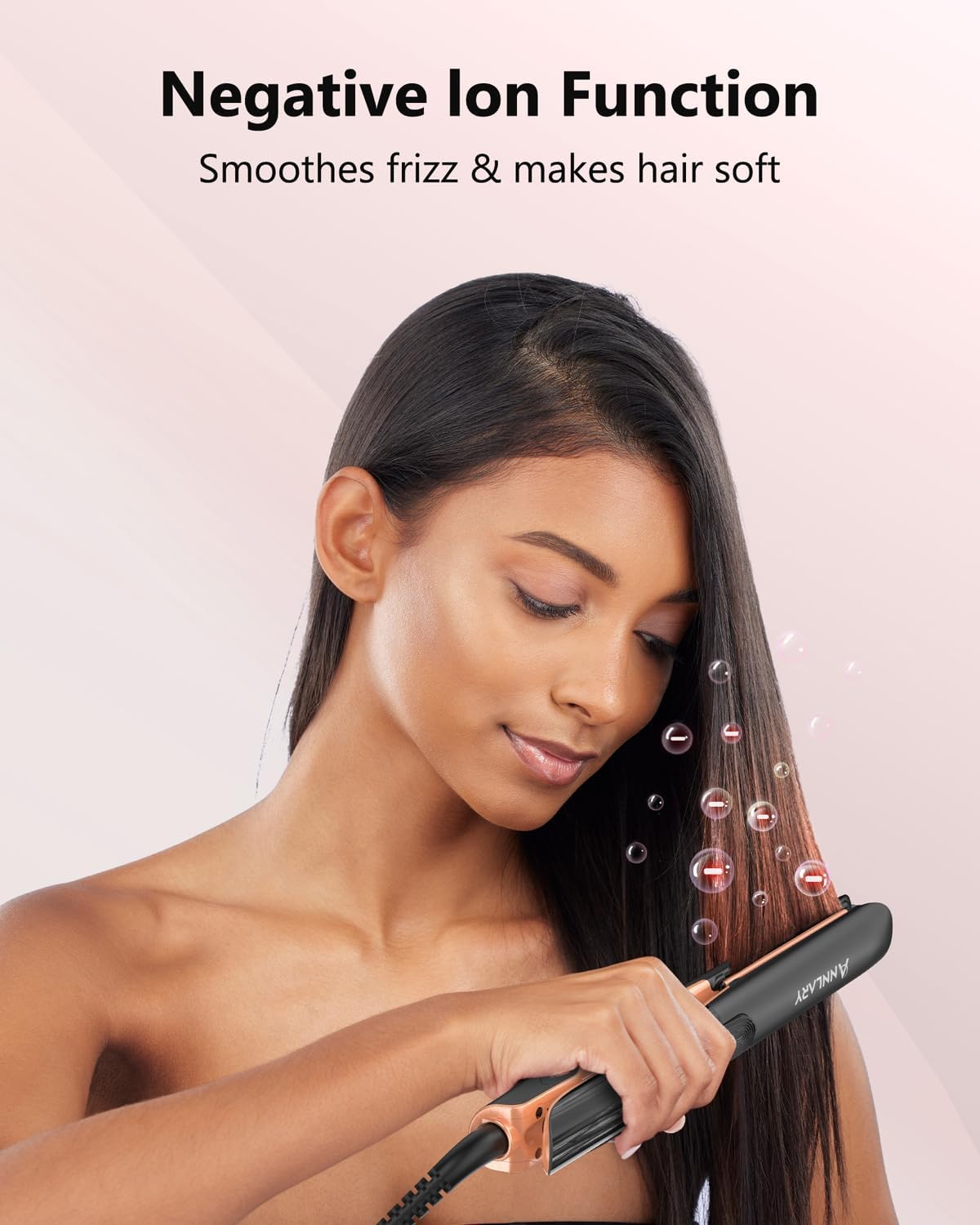Hair Straightener, 1 Inch Flat Iron Straightener and Curler 2 in 1, Titanium Ceramic Ionic Dual Voltage Straightener with Anti-Iron Silicone for Less Frizz, Shinier & Smoother Hair - Image 2