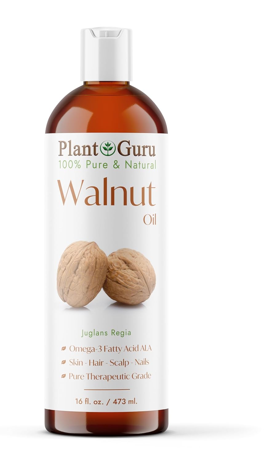 Walnut Oil 16 fl. oz. - Cold Pressed 100% Pure Natural - Skin, Body, Face, and Hair Growth Moisturizer. Great For Creams, Lotions, Lip balm and Soap Making.