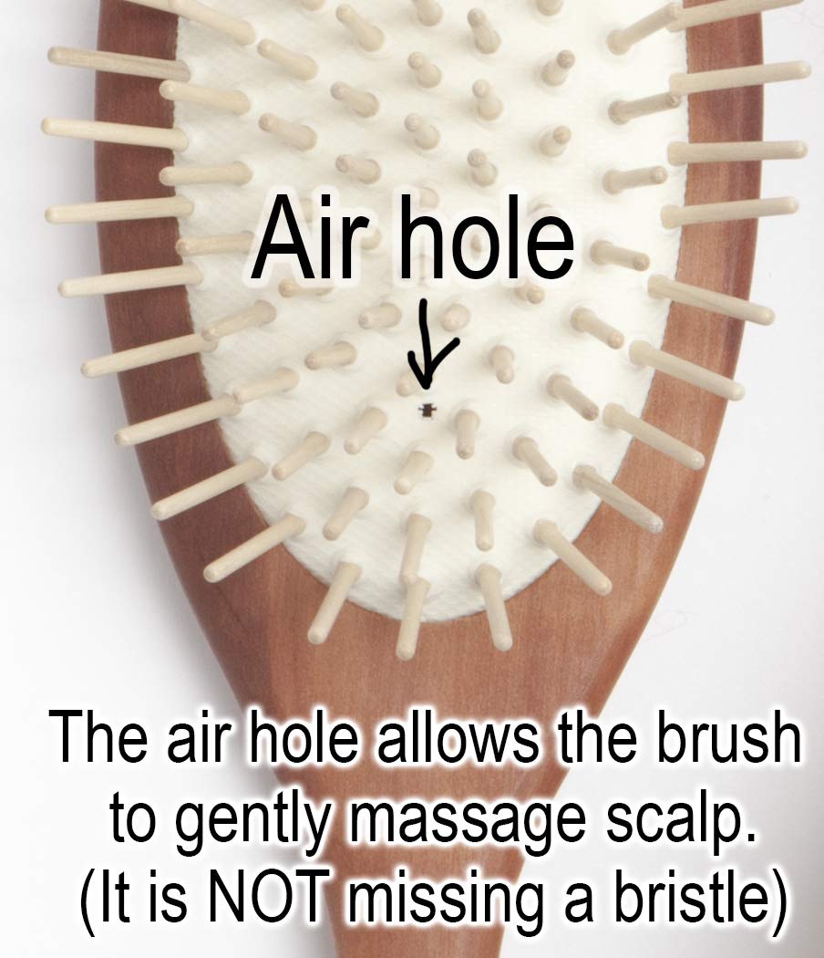 Desert Breeze Natural Wood Bristle Hair Brush, Gentle Scalp Massage, Pear Wood Handle, Made in Germany, For All Hair Types, Rounded Wooden Pins, Anti-Static - Image 4