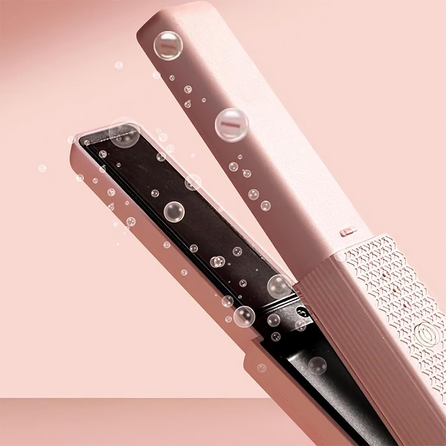 Portable Cordless 2-in-1 Ceramic Mini Hair Straightener and Curler with Adjustable Heat, Pink - Image 3