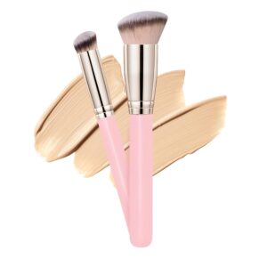 Makeup Brushes Dpolla Pro Foundation Brush and Flawless Concealer Brush Perfect for Any Look Premium Luxe Hair Contour Brush Perfect for Blending Liquid,Buffing,Cream,Sculpting,Mineral Makeup(Pink)