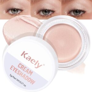 Kaely Single Cream Eyeshadow Pot, Pearl Translucent Eye Shadow for Older Women High Pigmented Waterproof, Natural Eyeshadow Palette Makeup Brightener, sombras en crema para ojos, Blendable, P06
