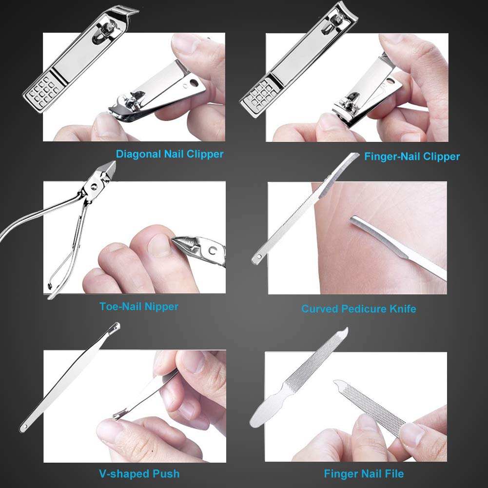 Nail Clippers Set Fingernail and Toenail Clipper Cutters, Manicure Pedicure Kit 18 Pieces Stainless Steel Professional Grooming Kits, Nail Care Tools with Luxurious Travel Case - Image 5