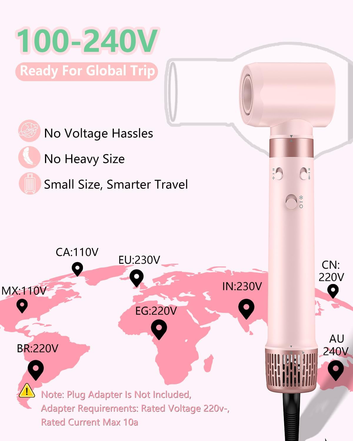 Dual Voltage 5 in 1 Hair Dryer Brush for Volume, Straightening, Drying and Travel Case included - Image 2