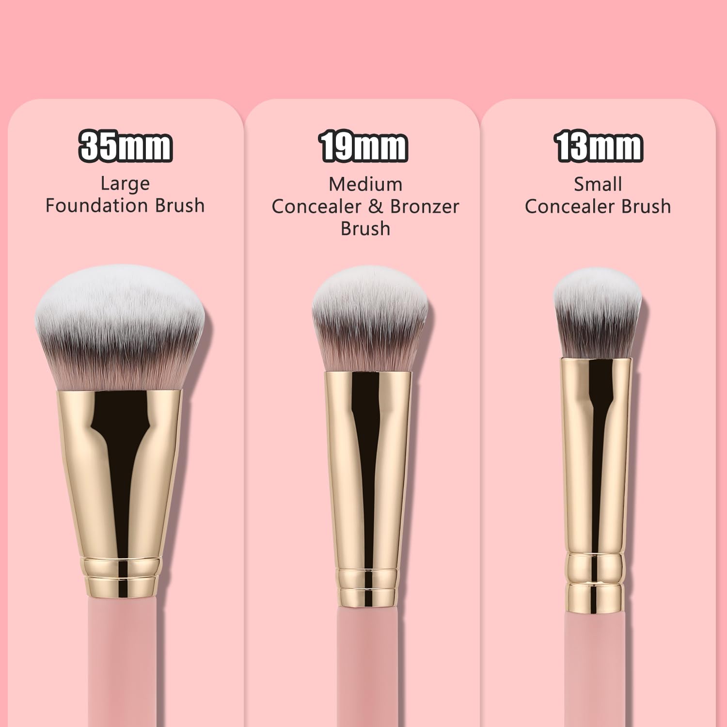 TEOYALL Flat Angled Brushes, Flawless Foundation Brush Under Eye Concealer Brush Bronzer Brush with Liquid Cream Powder - Image 3