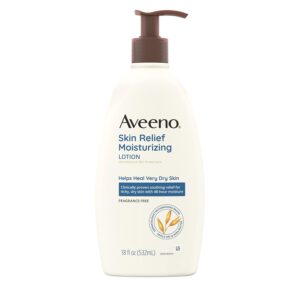 Aveeno Skin Relief Fragrance-Free Moisturizing Body Wash with Oat to Soothe Itchy, Dry Skin, Gentle & Unscented Daily Cream Body Cleanser, Soap-Free & Dye-Free for Sensitive Skin, 18 fl. Oz