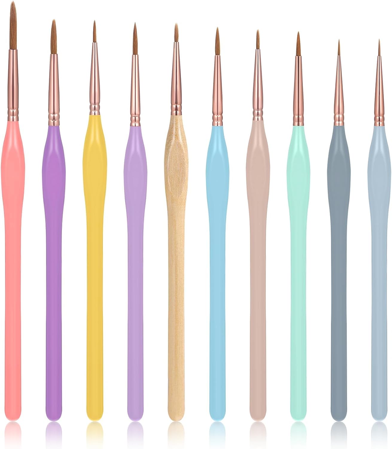 10 Pcs Micro Fine Detail Paint Brush Set Golden Maple Miniature Paint Brushes Mini Tiny Painting Brushes for Miniature Model Art Crafts Watercolor Acrylics Oil Face Figurine Wood Rock