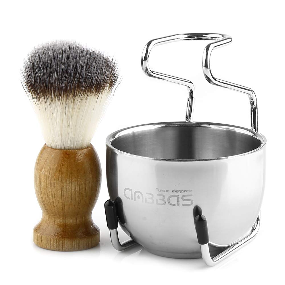 Anbbas Synthetic Badger Shaving Brush with Wood Handle, Stainless Steel Stand and Bowl for Men, Large - Image 6