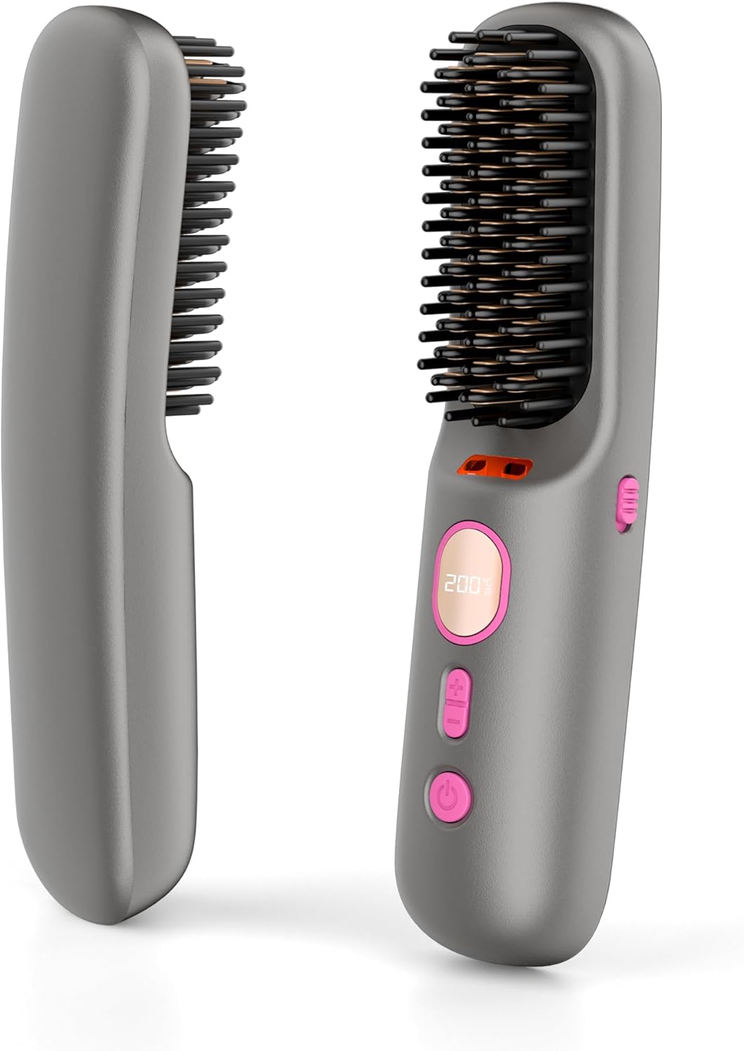 Cordless Hair Straightener Brush, Mini Heated Portable Hot Brush Hair Straightening for Women, 9600mah Battery USB-C Rechargeable, 200 Million Negative Ions for Travel