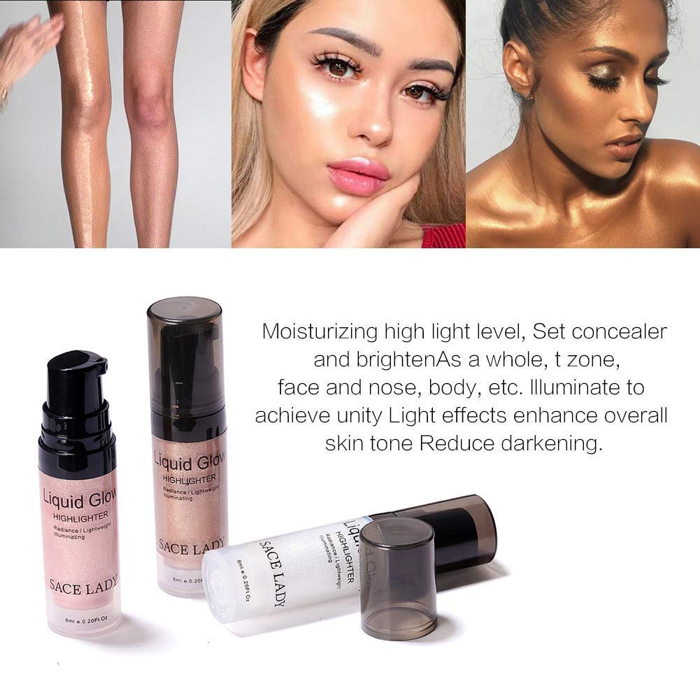 SACE LADY 3-Pack Liquid Highlighter Makeup Set 18ml Ultra-Smooth Radiant Illuminators - Image 7