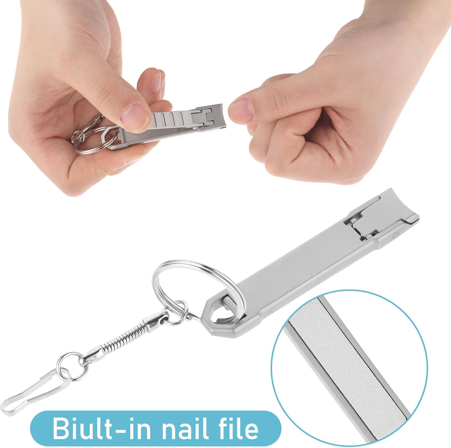 Nail Clippers Ultra Thin Wide Natural Finger Fingernail Clipper Mini Travel Folding Toenail Nail Trimmer Stainless Steel Portable Curved Nail Cutter with Glass File Keychain for Men Women Adult - Image 6