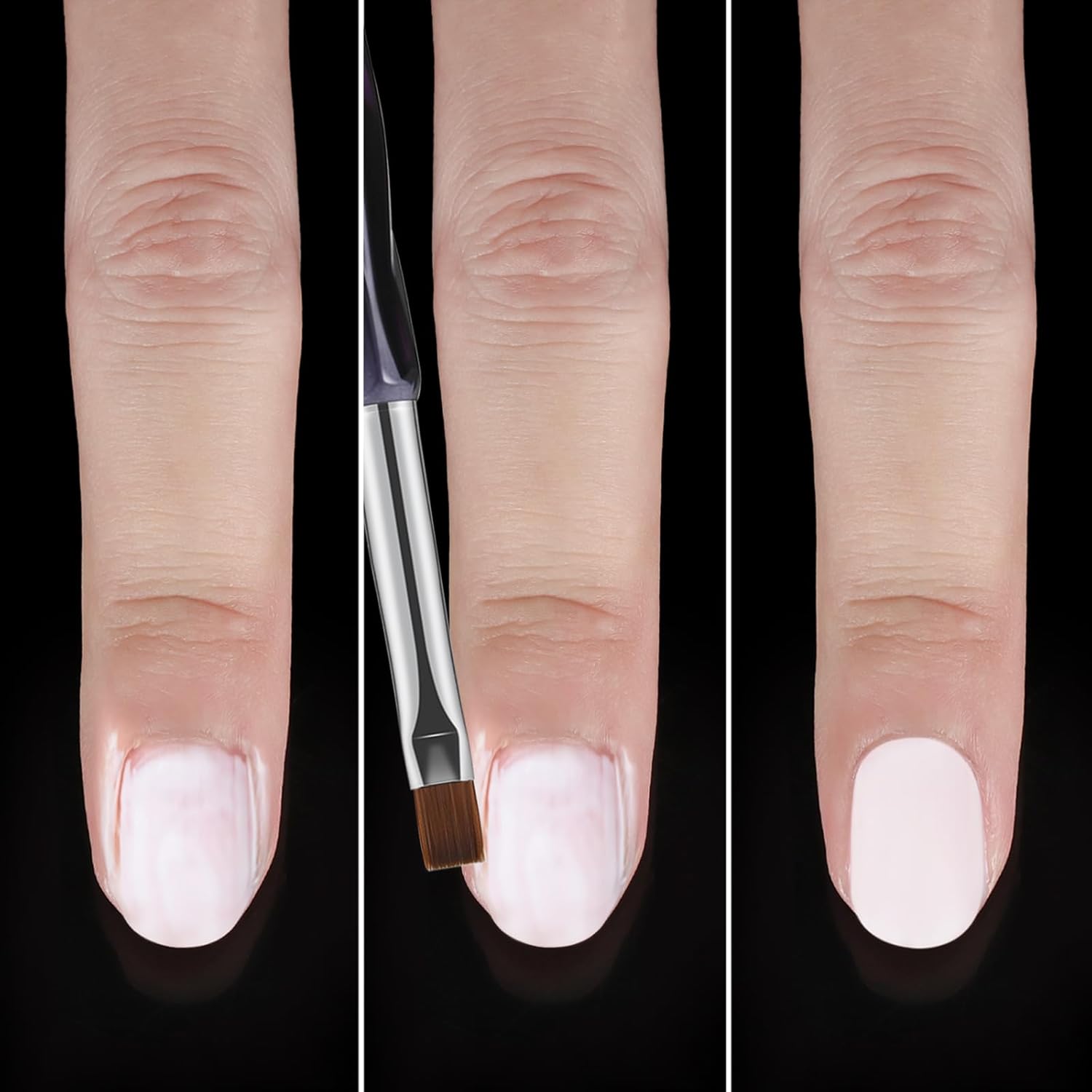 Nail Art Clean Up Brushes,3PCS Nail Brush For Cleaning Polish Mistakes on the Cuticles,Flat/Oval/Fine Angled Gel Nail Brushes For Nail Art Design Painting and DIY Tools (BLACK PURPLE) - Image 3