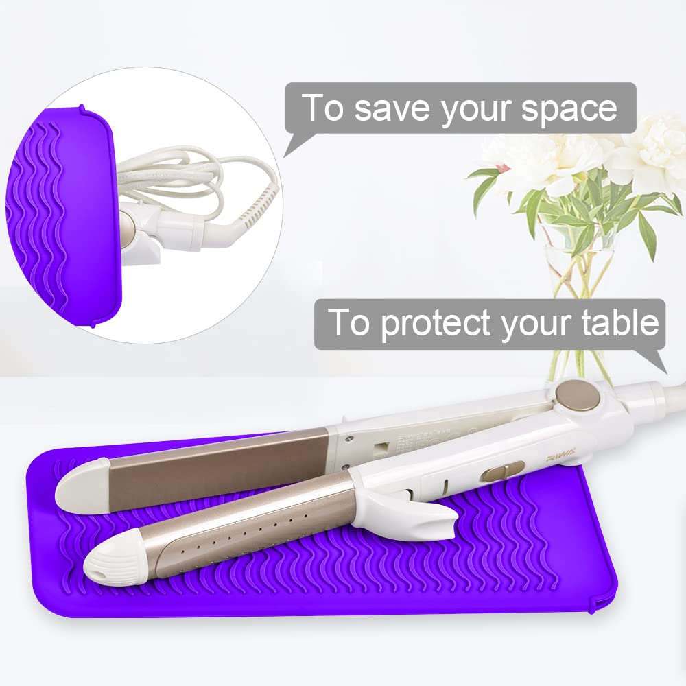 IKOCO Heat Gloves for Hair Styling, 2Pcs Heat Resistant Gloves with Silicone Mat Pouch for Curling Iron, Flat Iron, Straightener, Hot Hair Tools - Image 3