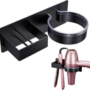 Hair Dryer Holder Blow Dryer Holder Wall Mounted, Adhesive Hair Straightener Holder, Hair Tool Organizer for Curling Iron Holder, Stainless Steel Hairdryer Holder Storage Organizer for Bathroom
