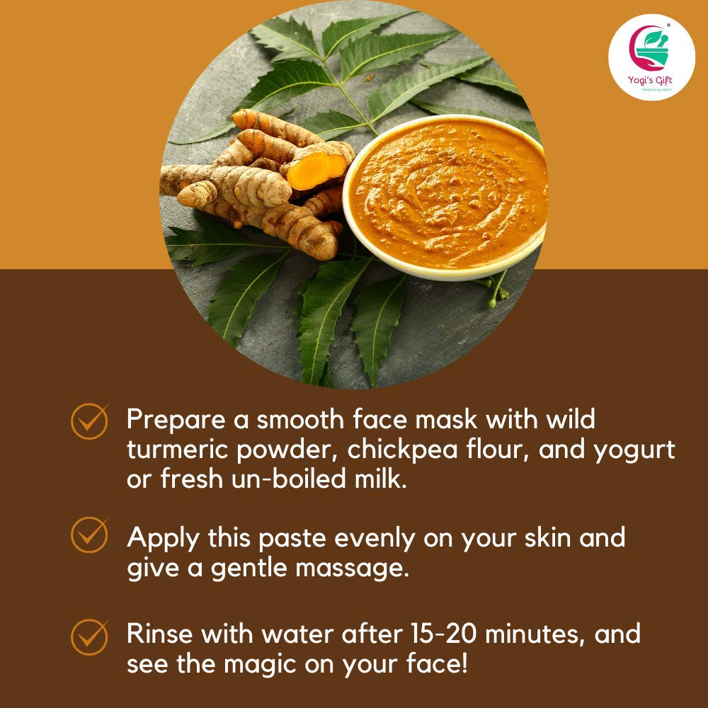 100% Pure Wild Turmeric Powder For Face | 8 Oz (227 grams) | Kasturi Manjal | Curcuma Aromatica | Amba haldi | Promotes Glowing Skin | By Yogi's Gift® - Image 5