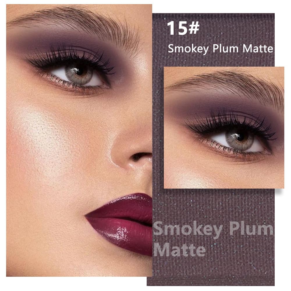 evpct Matte Eggplant Purple Eyeshadow Palette Makeup for Older Women Brown Eyes, Deep Dark Mauve Plum Purple Cream Eye Shadow Palette Single for Older Women Matte, Monochrome Long Lasting Eyeshadow - Image 2