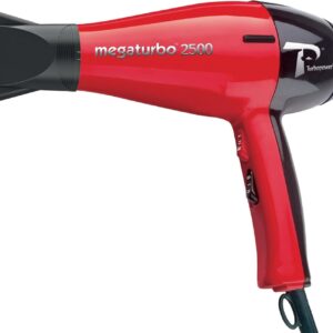Turbo Power Megaturbo 2500 Red Hair Dryer + M Hair Designs Hot Blow Attachment (Bundle) – Professional Salon Performance, Powerful Airflow, Lightweight, Durable