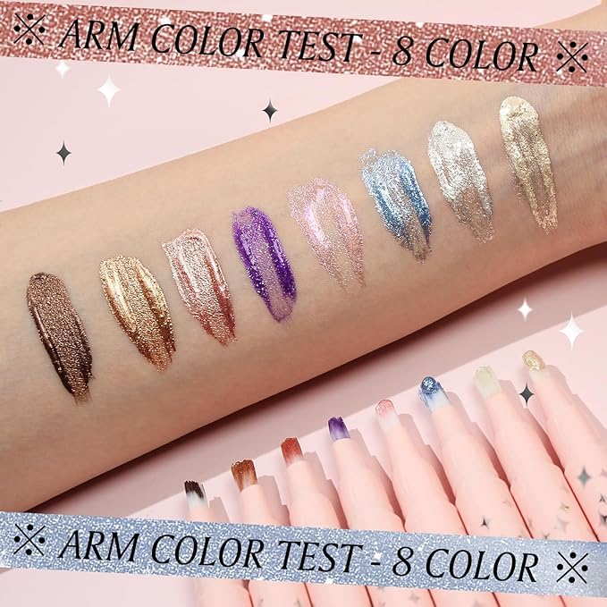 8 Colors Liquid Glitter Eyeshadow Set,Liquid Glitter Eyeshadow, Long Lasting, Quick-Drying, Gel-Based Formula, Creates High-Impact, Multi-Dimensional Eye Looks (set 1) - Image 6