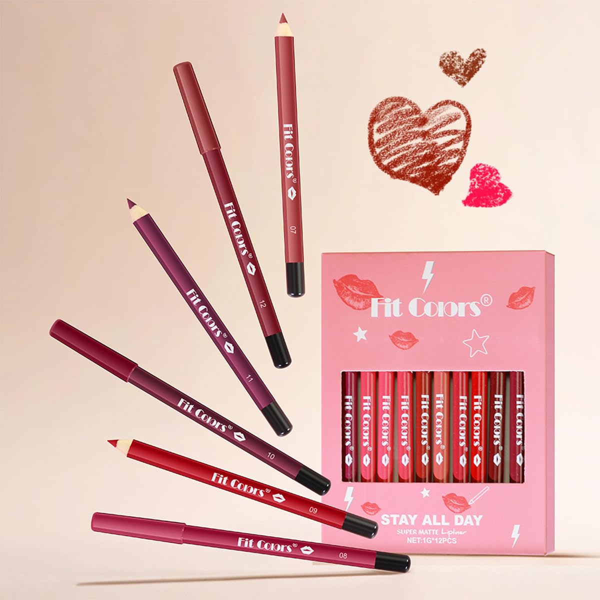 12Pcs Matte Lip Liner Set,Creamy Velvet Lipstick,One Step Lips Makeup Kit,Waterproof Long Lasting Smooth High Pigmented Lip Pencil for Daily - Image 7