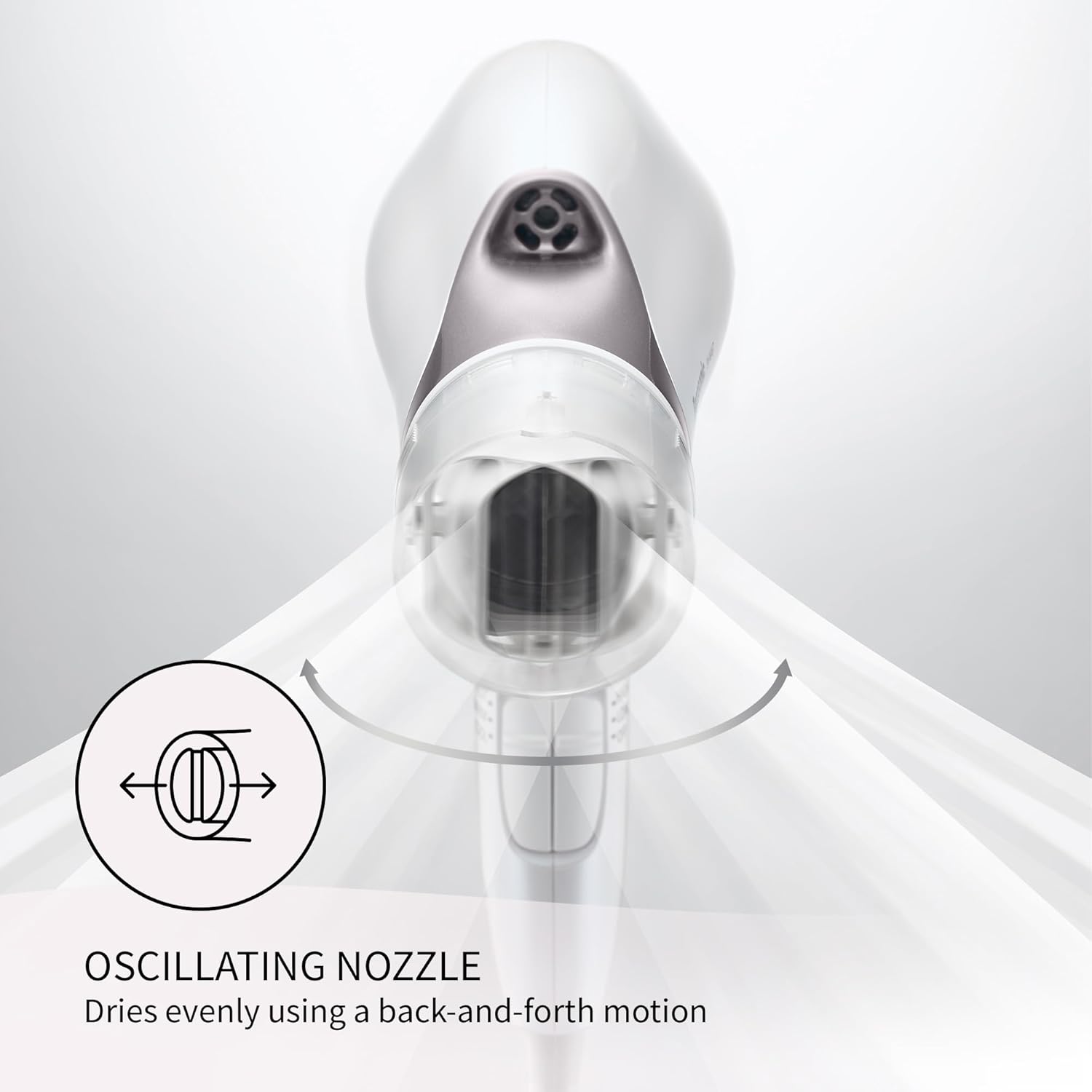 Panasonic Nanoe Salon Hair Dryer with Oscillating QuickDry Nozzle, Diffuser and Concentrator Attachments, 3 Speed Heat Settings for Easy Styling and Healthy Hair - EH-NA67-W (White) - Image 3