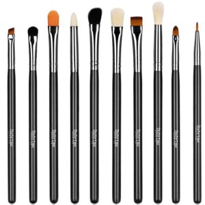 Silky 10Pcs Eyeshadow Makeup Brush Set Essential Eye Makeup Brushes Kit For Blending Eyeshadow, Eyeliner, Crease, Eyebrow Cosmetics Tool