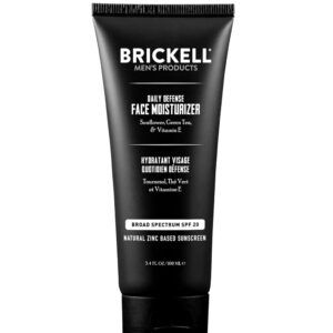 Brickell Men's Daily Defense SPF20 Face Moisturizer for Men, Natural & Organic, Zinc Oxide Face Moisturizing Mineral Sunscreen, Hydrates & Protects Skin Against Harmful UVA/B rays, 3.4oz, Unscented