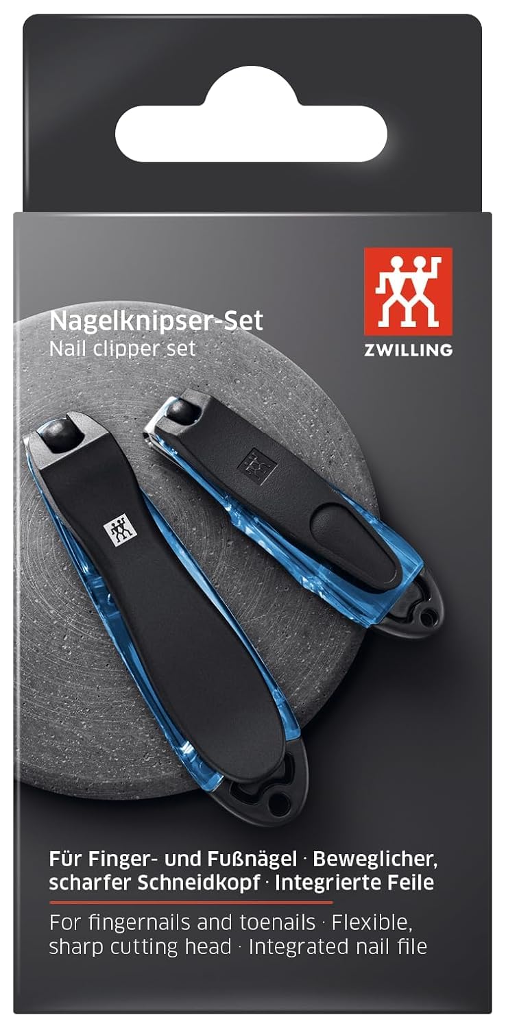 ZWILLING nail clippers gift set 2 pieces with nail catcher and integrated nail file, Extra sharp and durable, Blue - Image 2