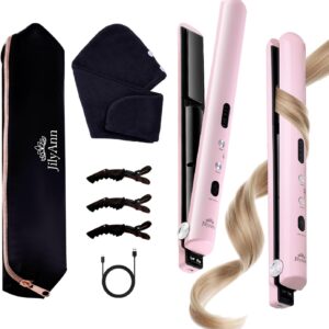 Cordless Hair Straightener & Curler 2-in-1 | Ceramic Flat Iron, Dual Voltage 9000mAh Battery | Reduces Frizz for Shinier, Smoother Hair | 3 Temp 350°F/375°F/430°F | USB-C Rechargeable