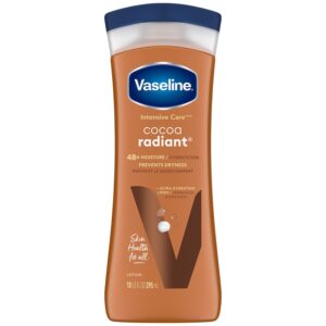 Vaseline Intensive Care Cocoa Radiant – Hand & Body Moisturizer with Cocoa Butter, Shea & Petroleum Jelly, Healing Lotion for Extremely Dry Skin, 10 Oz