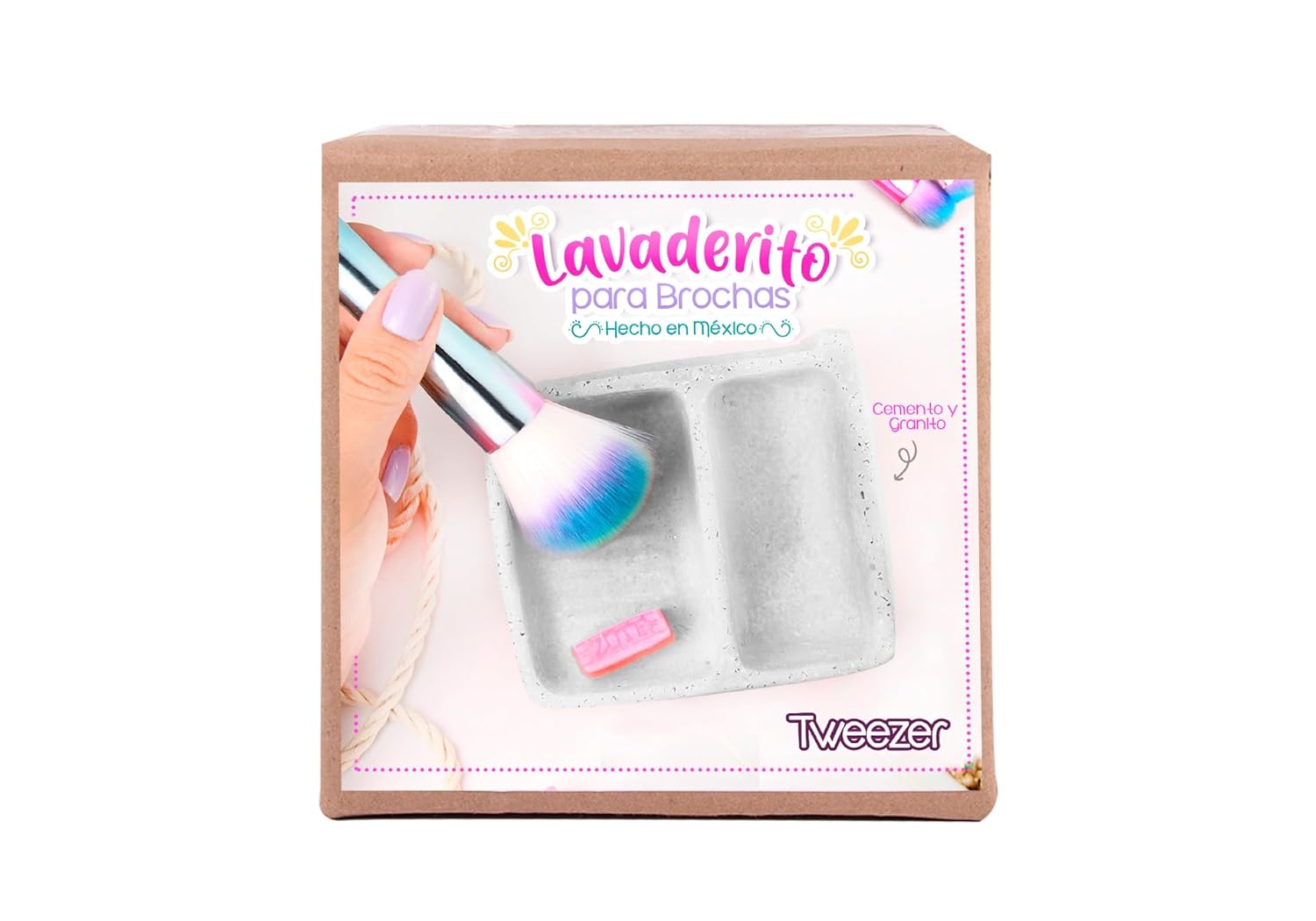 Mini Mexican Washboard for Makeup Brush Cleaner Handmade, Brush Cleaning, Washing Tool Cosmetic Brush Clanear, Mexican Lavaderito, Lavadero Miniatura Artesanal, Brush Washer (White) - Image 7