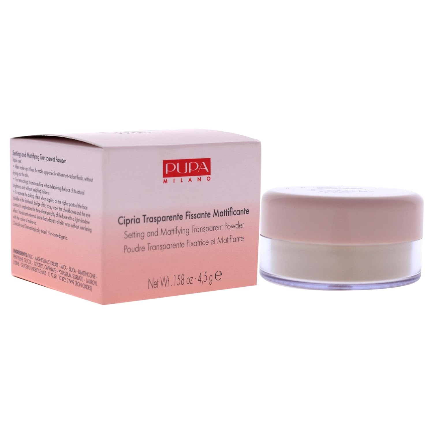 PUPA Milano Prime Me Loose Powder 001 Translucent - Lightweight Mineral Finishing Powder Formula to Brighten and Blur Oily Skin - Erases Pores and Removes Excess Shine - Cake and Flake-Free - 0.1 oz - Image 3